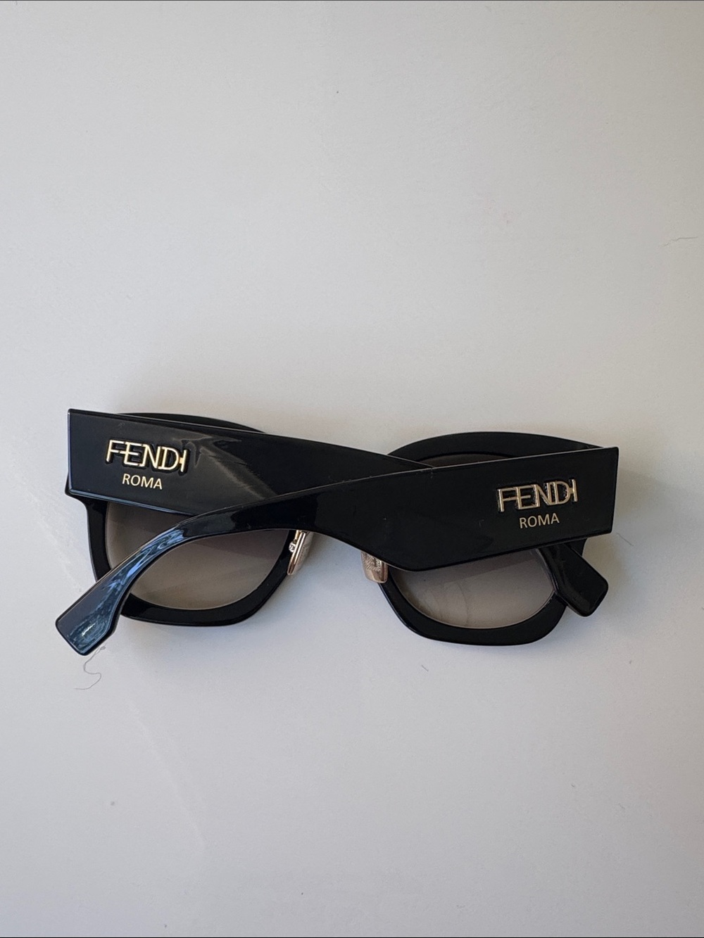 Fendi Black Square Oversized Sunglasses with Gold Accents